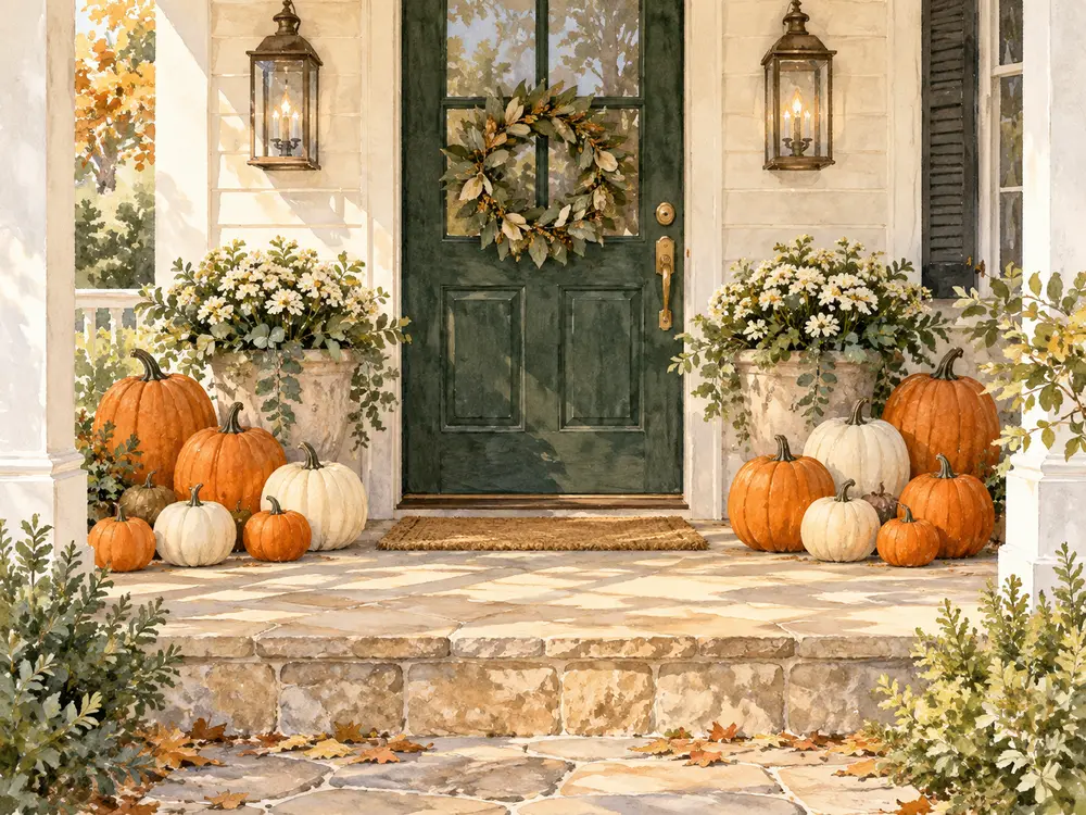 Watercolor inspiration for a softly styled small porch